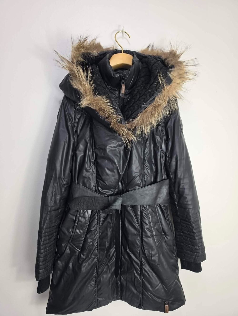 RUDSAK Sophie Down Coat with Belt Small Black Down Hooded